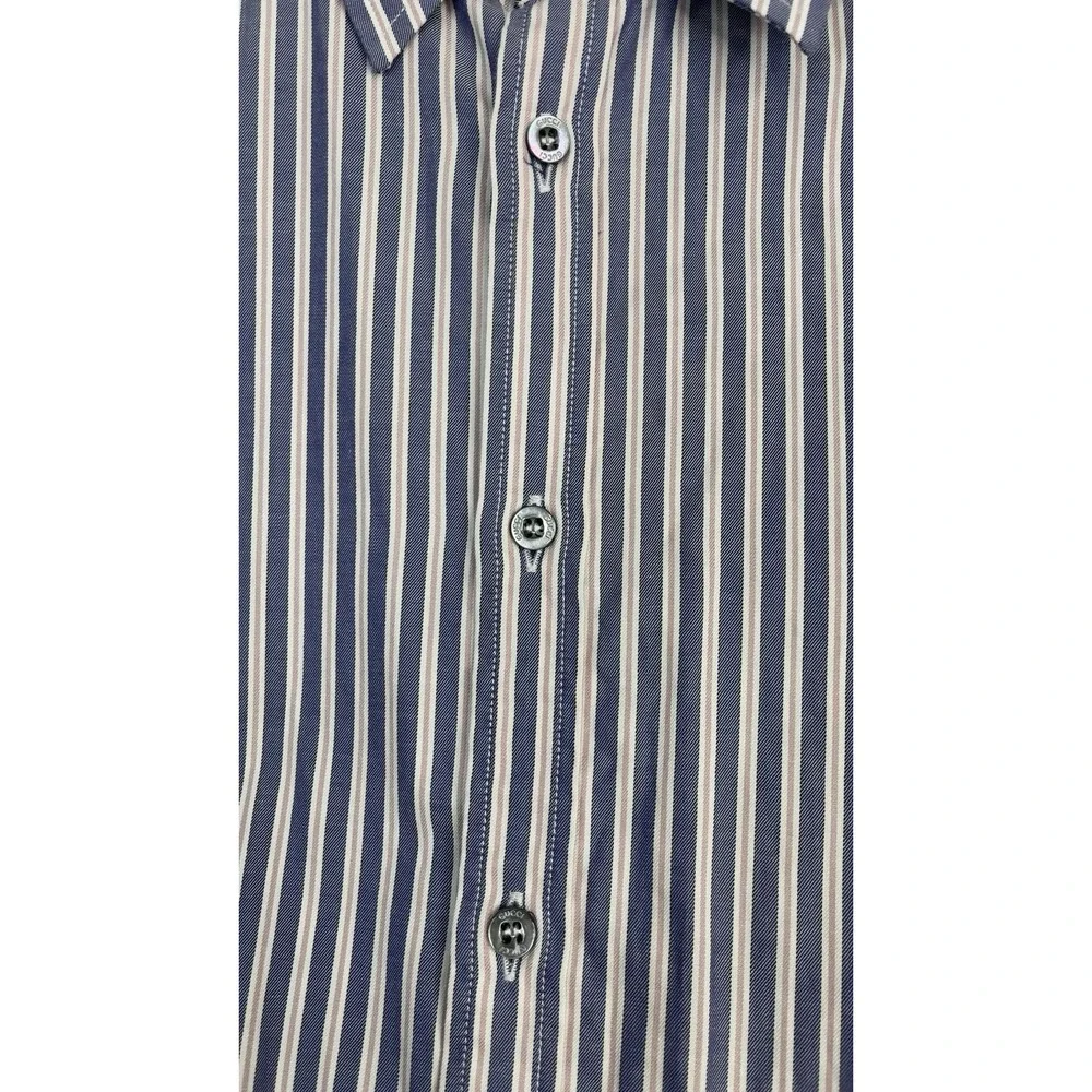 Gucci Shirt Slim Mens 41 /16  Pinstripe Long Sleeve Button Cotton Made In Italy